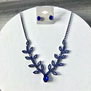 ❤️ LAST CHANCE Vintage-Inspired Cobalt Crystal Necklace & Post Earring Set